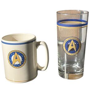 USS Enterprise NCC-1701-A Pfaltzgraff 1993 Mug & Drinking Glass Collectors Trek